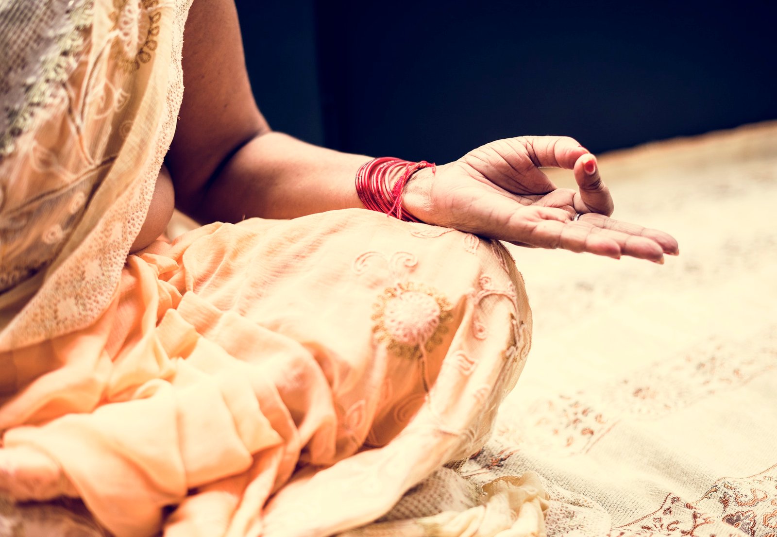 A meditating Indian woman